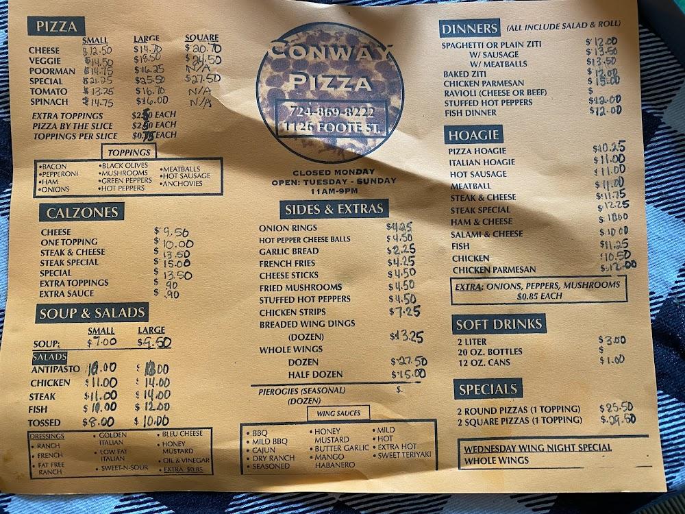 Conway Pizza Menu image 1